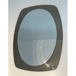 Miroir de Forme Ovale en Verre Clair et Fumé par Fontana Arte, Travail Italien, Vers 1970