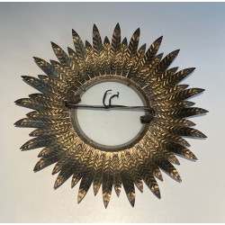 Silvered Metal Sunburst Wall Light or Ceiling Fixture | French Work, circa 1970