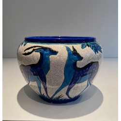 Ceramic "Deer and Doe" Planter Signed, Marked and Numbered by Charles Catteau for Keramis, Belgian Work, circa 1924
