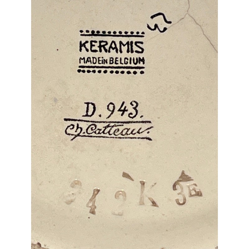 Ceramic "Deer and Doe" Planter Signed, Marked and Numbered by Charles Catteau for Keramis, Belgian Work, circa 1924
