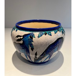 Ceramic "Deer and Doe" Planter Signed, Marked and Numbered by Charles Catteau for Keramis, Belgian Work, circa 1924