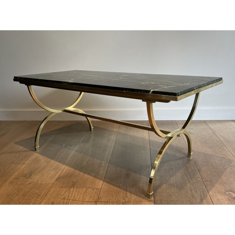 Table Basse en Laiton et Plateau de Marbre de la Maison Jansen