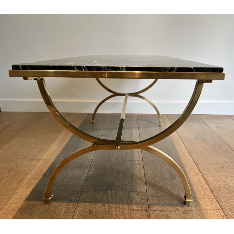 Table Basse en Laiton et Plateau de Marbre de la Maison Jansen