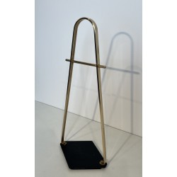 Nécessaire de Feu Design en Métal Laqué Noir et Laiton sur Pied, Travail Français, Vers 1970