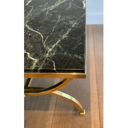 Table Basse en Laiton et Plateau de Marbre de la Maison Jansen