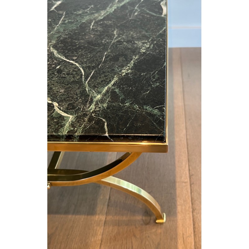 Table Basse en Laiton et Plateau de Marbre de la Maison Jansen