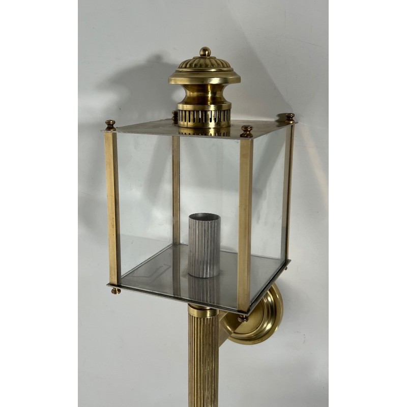 Pair of Neoclassical Style Brass Lanterns Wall Lights by Maison Jansen