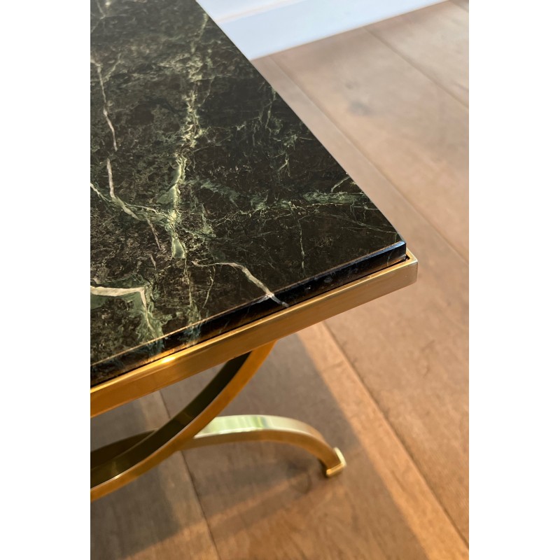 Table Basse en Laiton et Plateau de Marbre de la Maison Jansen
