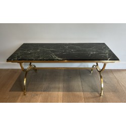 Table Basse en Laiton et Plateau de Marbre de la Maison Jansen