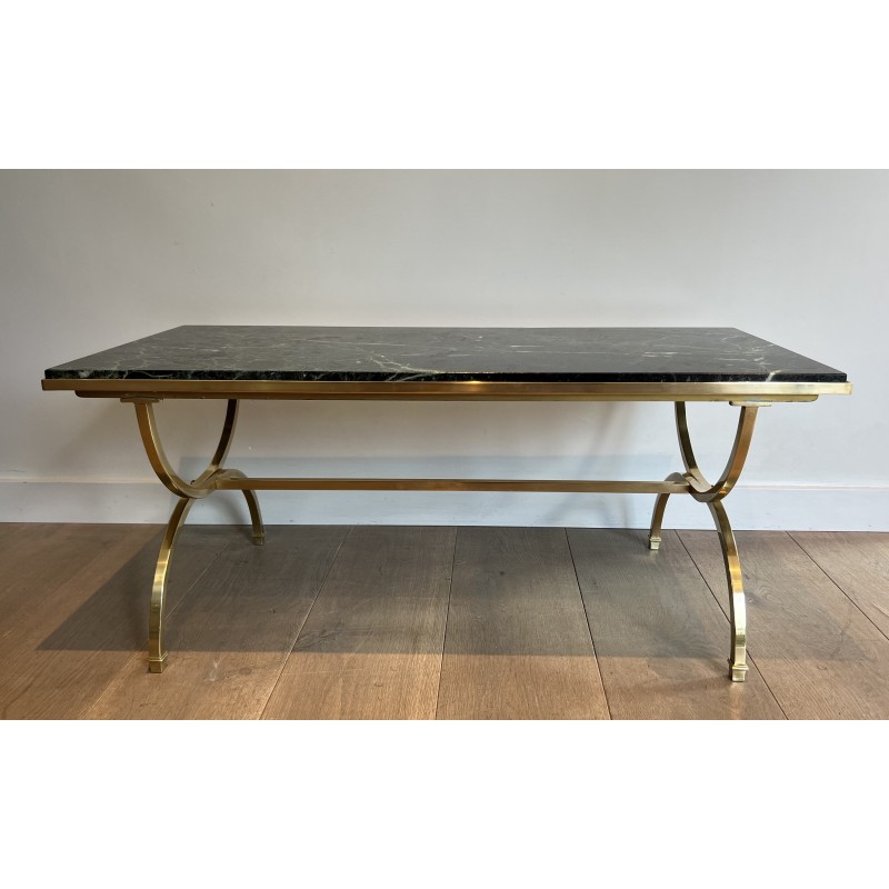Table Basse en Laiton et Plateau de Marbre de la Maison Jansen