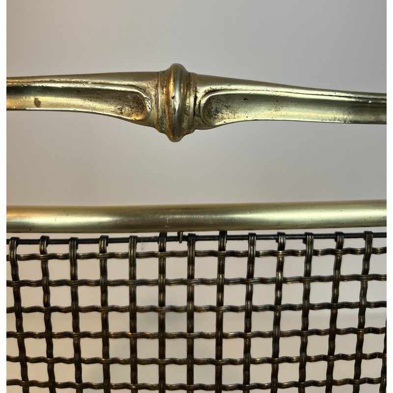 Pare-Feu Art Nouveau en Laiton et Grillage, Travail Français, Vers 1900