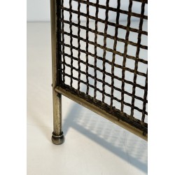 Art Nouveau Brass and Wire Mesh Fireplace Screen, French Work, circa 1900