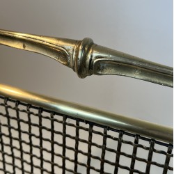 Pare-Feu Art Nouveau en Laiton et Grillage, Travail Français, Vers 1900