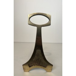 Pair of Brass and Wrought Iron Andirons in the Arts & Crafts Style, French Work, circa 1970