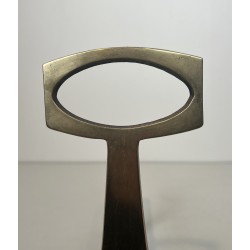 Paire de Chenets en Laiton et Fer Forgé de Style Arts & Crafts, Travail Français, Vers 1970