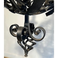Wrought Iron Ball-Shaped Four-Light Chandelier of Very Fine Quality, French Work, circa 1940