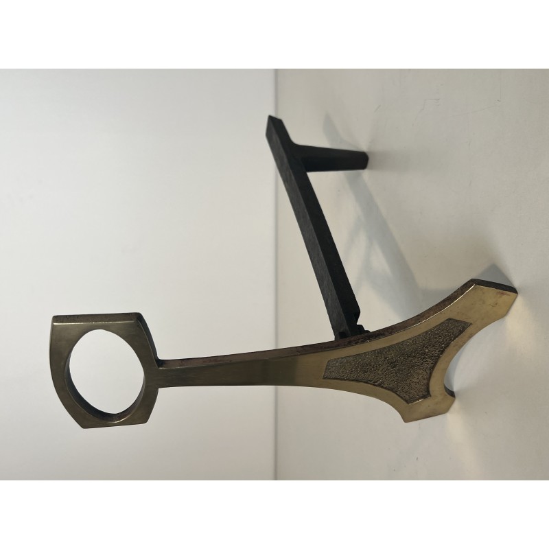 Pair of Brass and Wrought Iron Andirons in the Arts & Crafts Style, French Work, circa 1970