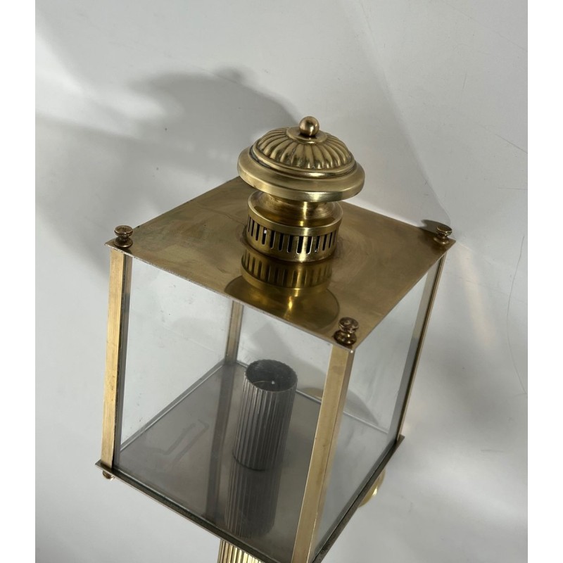 Pair of Neoclassical Style Brass Lanterns Wall Lights by Maison Jansen