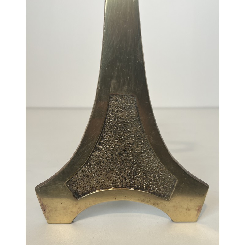 Pair of Brass and Wrought Iron Andirons in the Arts & Crafts Style, French Work, circa 1970