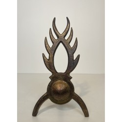 Pair of Gilt Wrought Iron Andirons in the Style of Garouste et Bonnetti, French Work, circa 1970