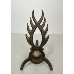 Paire de Chenets en Fer Forgé Doré dans le Goût de Garouste et Bonnetti, Travail Français, Vers 1970