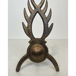 Paire de Chenets en Fer Forgé Doré dans le Goût de Garouste et Bonnetti, Travail Français, Vers 1970