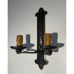 Suite de Six Appliques en Fer Forgé. Travail Français. Vers 1950