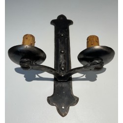 Suite de Six Appliques en Fer Forgé. Travail Français. Vers 1950