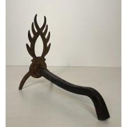 Paire de Chenets en Fer Forgé Doré dans le Goût de Garouste et Bonnetti, Travail Français, Vers 1970