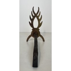 Pair of Gilt Wrought Iron Andirons in the Style of Garouste et Bonnetti, French Work, circa 1970