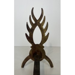 Pair of Gilt Wrought Iron Andirons in the Style of Garouste et Bonnetti, French Work, circa 1970