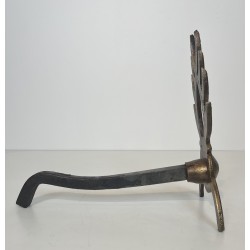 Paire de Chenets en Fer Forgé Doré dans le Goût de Garouste et Bonnetti, Travail Français, Vers 1970