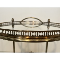 Rare Pair de Tables Roulantes Rondes en Laiton Argenté de la Maison Baguès