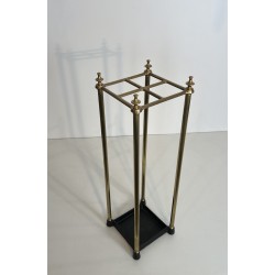 Square Brass and Cast Iron Umbrella Stand, French Work, circa 1900