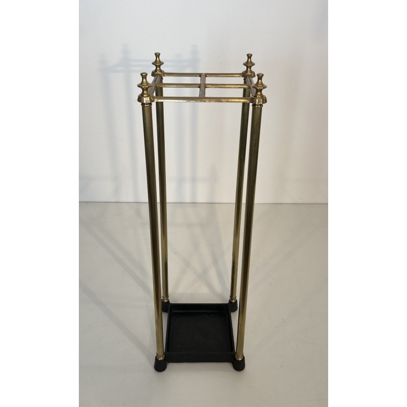 Square Brass and Cast Iron Umbrella Stand, French Work, circa 1900