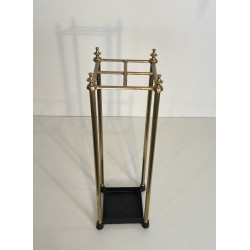 Square Brass and Cast Iron Umbrella Stand, French Work, circa 1900