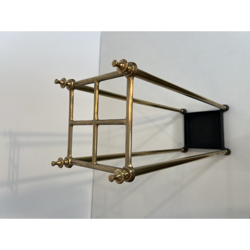 Square Brass and Cast Iron Umbrella Stand, French Work, circa 1900