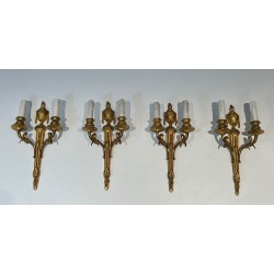 Set of Four Louis the 16th Style Bronze Wall Sconces