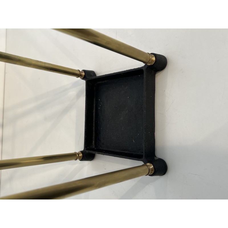 Square Brass and Cast Iron Umbrella Stand, French Work, circa 1900