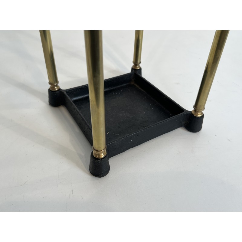 Square Brass and Cast Iron Umbrella Stand, French Work, circa 1900
