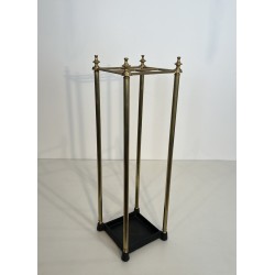 Square Brass and Cast Iron Umbrella Stand, French Work, circa 1900