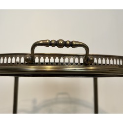 Rare Suite de 3 Tables Roulantes Rondes en Laiton Argenté de la Maison Baguès