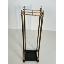 Square Brass and Cast Iron Umbrella Stand, French Work, circa 1900