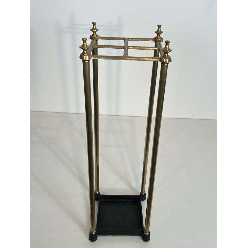 Square Brass and Cast Iron Umbrella Stand, French Work, circa 1900