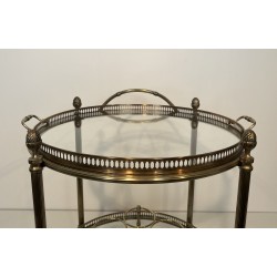 Rare Suite de 3 Tables Roulantes Rondes en Laiton Argenté de la Maison Baguès