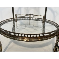 Rare Set of 3 Round Silvered Brass Drinks Trolley by Maison Bagués