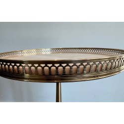Neoclassical Brass Guéridon with Marble Top Attributed to Maison Jansen, French Work, circa 1940
