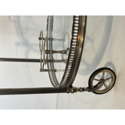 Rare Set of 3 Round Silvered Brass Drinks Trolley by Maison Bagués