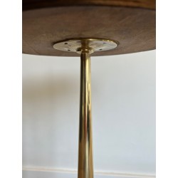 Neoclassical Brass Guéridon with Marble Top Attributed to Maison Jansen, French Work, circa 1940