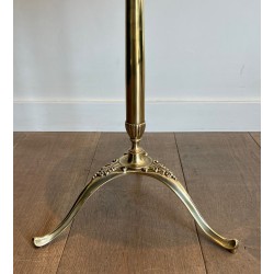 Neoclassical Brass Guéridon with Marble Top Attributed to Maison Jansen, French Work, circa 1940